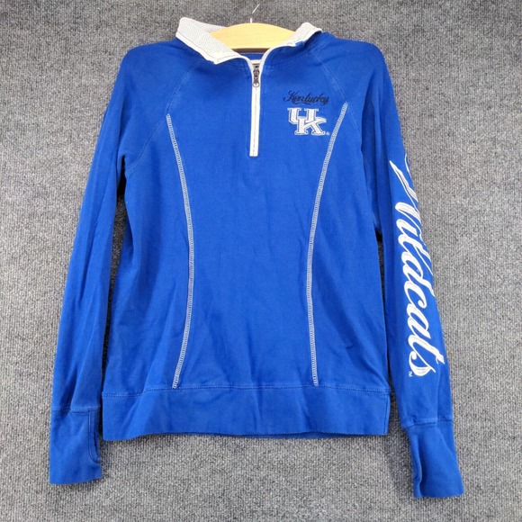 E5 Women's Shirt Blue Medium Kentucky Wildcats 1/4 Zip Pullover Long Sleeve - Picture 2 of 12